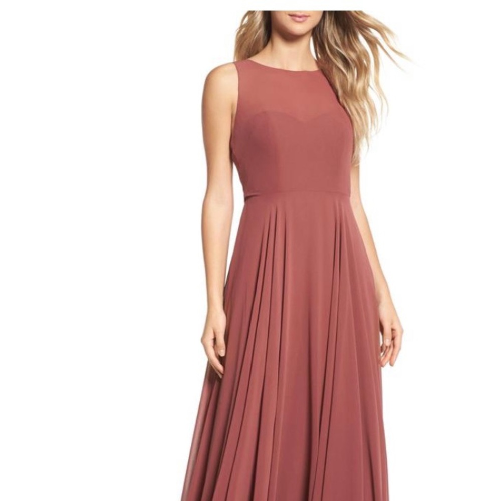 Jenny Yoo Elizabeth Chiffon Formal Gown Cinnamon Rose 6 Bridesmaid Wedding Party